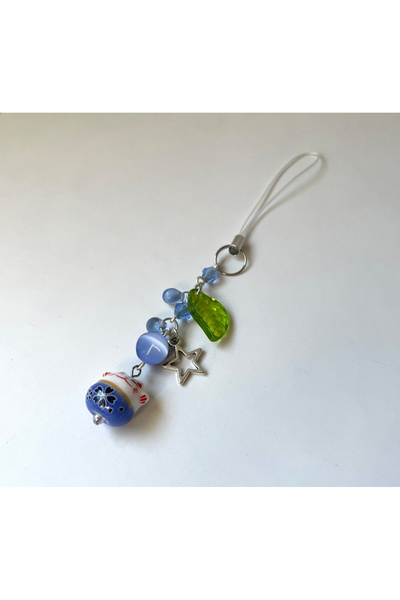 Miniso 1 سحر الهاتف القط الأزرق المحظوظ المصنوع يدويًا بتصميم ورقة الشجر سحر ...