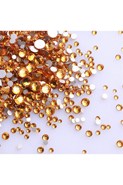 Choice أحجار توباز 1440 قطعة بأحجام مختلفة مستديرة من الزجاج المسطح بأحجار الراين اللامعة الصفراء اللاصقة باللون الأحمر غير القابلة للتثبيت بالحرارة