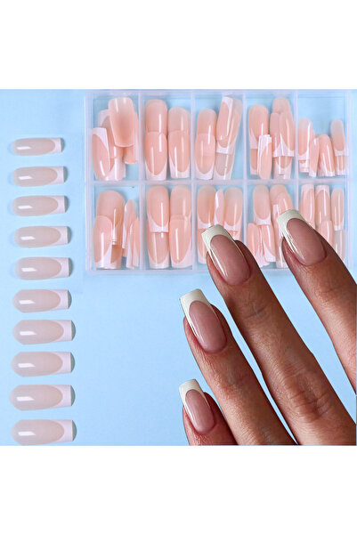 Choice أظافر صناعية فرنسية باللون الرمادي الداكن 120 قطعة - صندوق من اللوز ال...