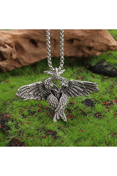 Choice AL21011- قلادة فضية أنيقة على شكل أجنحة ملاك غامضة على الطراز القوطي ل...