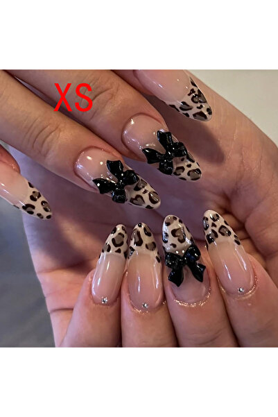 Choice أظافر لوزية حمراء، 10 قطع، أظافر صناعية متوسطة الحجم، طبعة جلد الفهد، ...