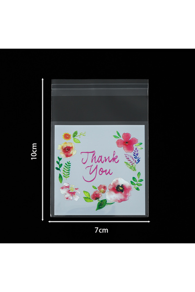 Choice 7x10cm 100pcs/Lot Plastic Bags Thank you Colorful Flower Self-Adhesive...