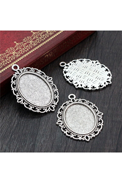 Choice قلادة فضية عتيقة، 10 قطع، مقاس داخلي 18×25 مم، 9 ألوان، تصميم كلاسيكي،...