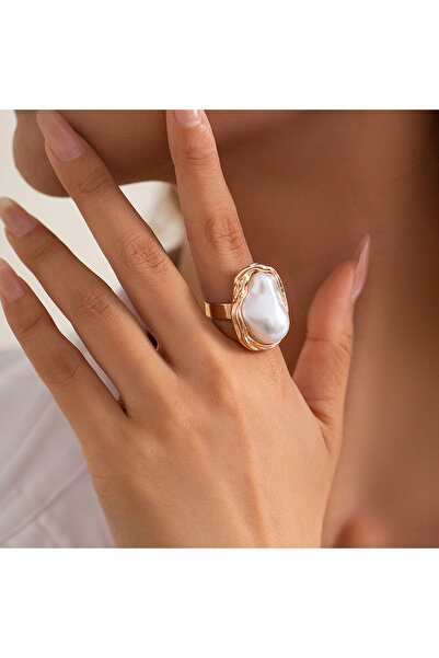 Choice خواتم لاكتو بانك شبه الباروكية المصنوعة من سبائك اللؤلؤ الصناعي مفتوحة...