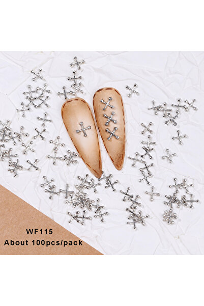 Choice WF115-100pcs 20/100pcs Mixed 3D Punk Nail Art Charms Silver Metal Part...