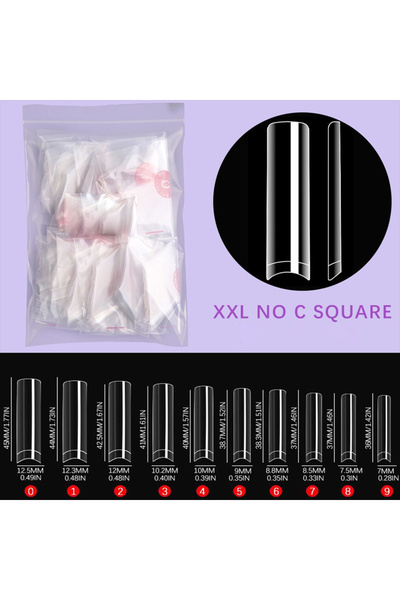 Choice 2XL 500 قطعة 500 قطعة XXL بدون أطراف أظافر منحنية على شكل حرف C للأظاف...