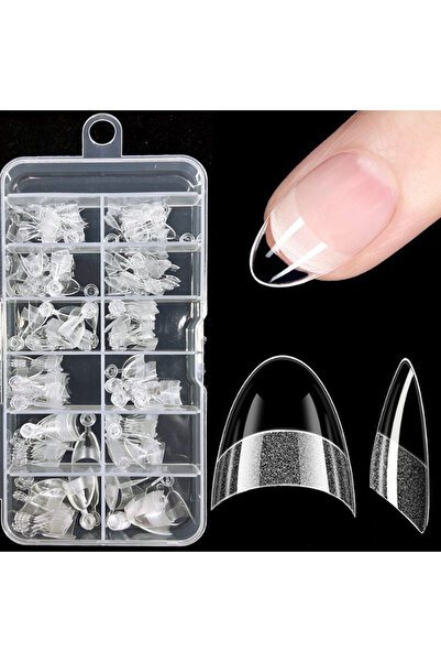 Choice أطراف أظافر لوزي نصف غطاء أبيض، 240 قطعة، أطراف أظافر صناعية نصف غير ل...