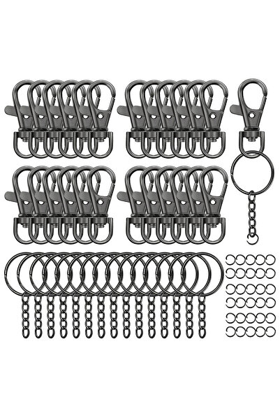 Choice 30 Sets Black 5/15/30 Sets Swivel Snap Hook Key Chain Rings and Jump R...