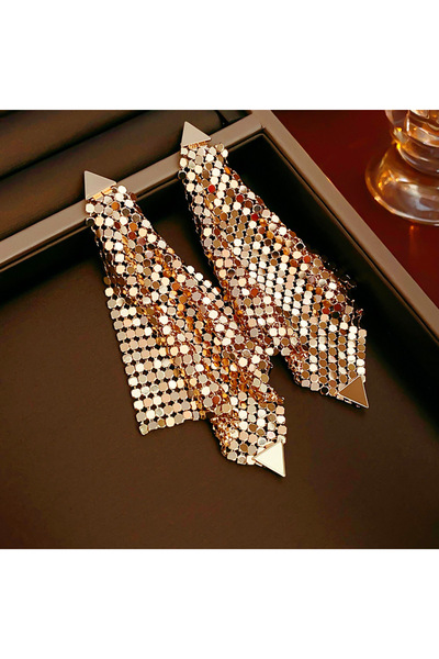 Choice أقراط متدلية HE12459-1 ذهبية اللون على شكل مثلث هندسي لامع للنساء في أ...