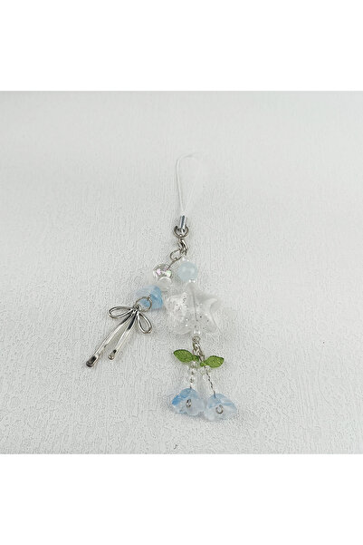 Choice K1002 Y2K سلسلة مفاتيح على شكل زهرة على شكل نجمة زنبق الوادي الزرقاء م...