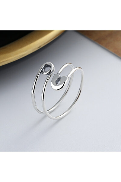Choice دبوس أمان فضي أنيق قابل للتغيير في الحجم على شكل حلقة إبهام - تصميم مش...