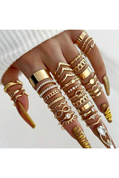 Choice 21588 IPARAM مجموعة من 30 قطعة من خواتم ذهبية اللون فضية للنساء مرصعة ...