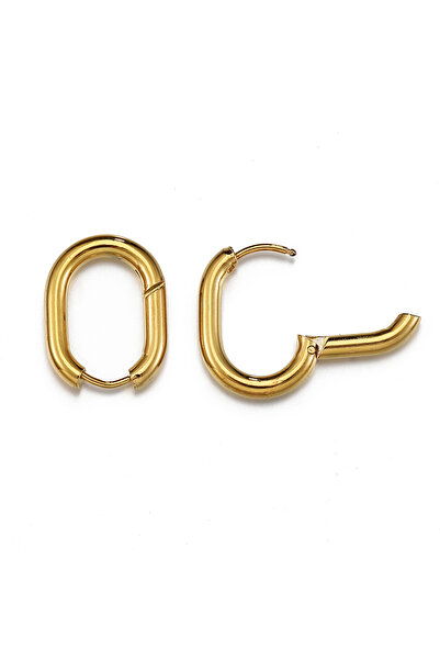 Choice أقراط دائرية من الفولاذ المقاوم للصدأ ذات سلك سميك، بيضاوي الشكل باللو...