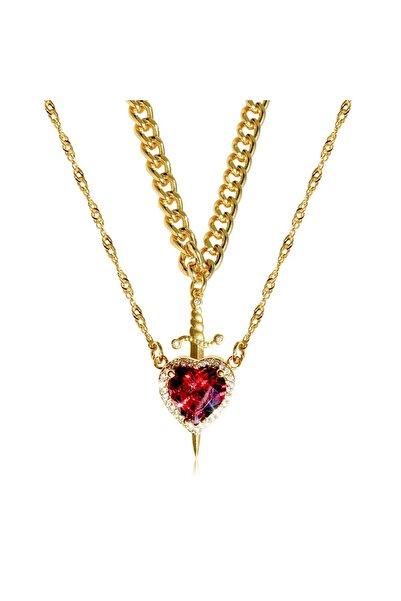 Choice قلادة ذهبية حمراء على شكل قلب وسيوف من مسلسل "سنو وايت والصياد" للنساء...