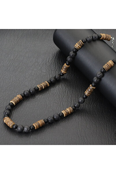Choice lavastone Natural Coconut Husk Wooden Necklace For Men 18 Inches Short...