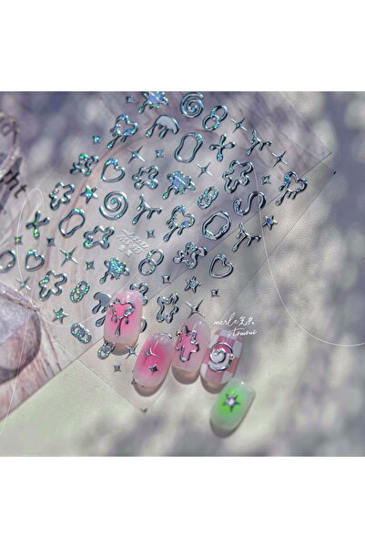 Choice ملصقات أظافر ذهبية منقوشة بالليزر على شكل قلب ذهبي فضي من قطعة واحدة، ملصقات فنية للأظافر يمكنك صنعها بنفسك