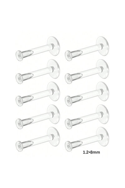 Choice ثقب شفة الوجه 1.2 × 8 مم، مجوهرات ثقب الشفاه، قضيب مستقيم 10 قطع 16 جر...