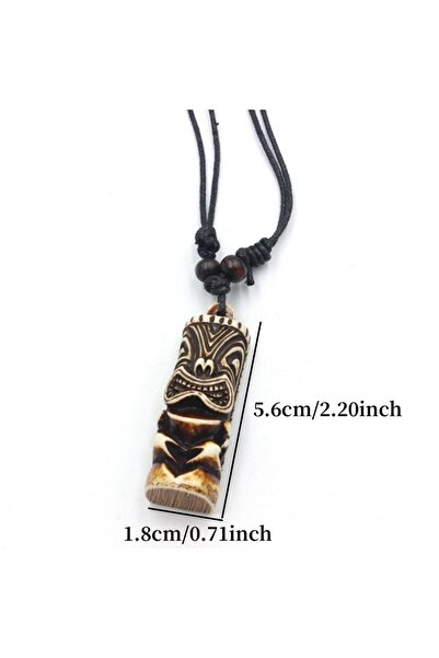 Choice قلادة على شكل طوطم تيكي من عظم الياك المقلد باللون البني للرجال والنسا...