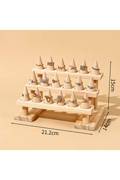 Choice 3 Wood Cone Ring Display Holder Jewelry Display Stand Ring Showcase St...