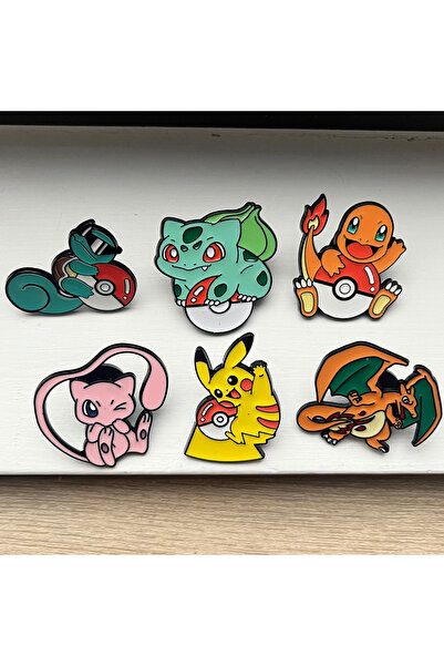 Miniso 6 قطع من دبابيس المينا، مجموعة من 6 دبابيس بروش بوكيمون لطيفة من ميوتو...