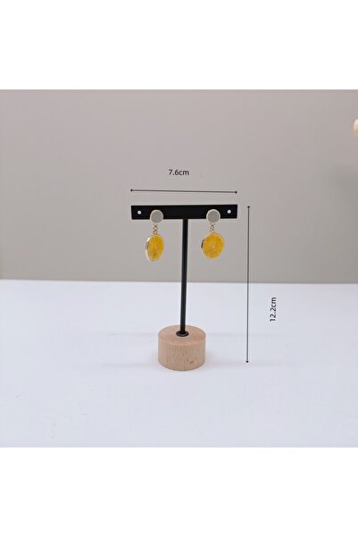 Choice حامل عرض أقراط على شكل قضيب أسود مع قاعدة خشبية، حامل مجوهرات معلق، من...