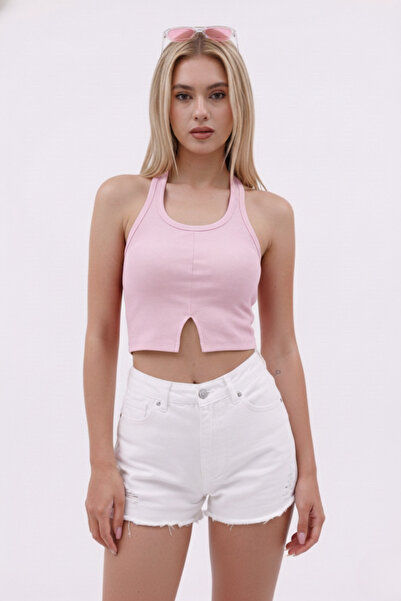 İntive Lingerie Women's Slit Detailed Stretchy Sleeveless Crop Top