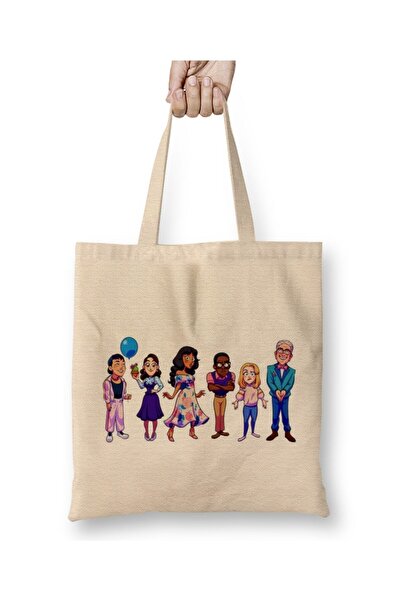 Toyaso Geantă de pânză albă The Good Place Geantă de cumpărături cu mâner lun...