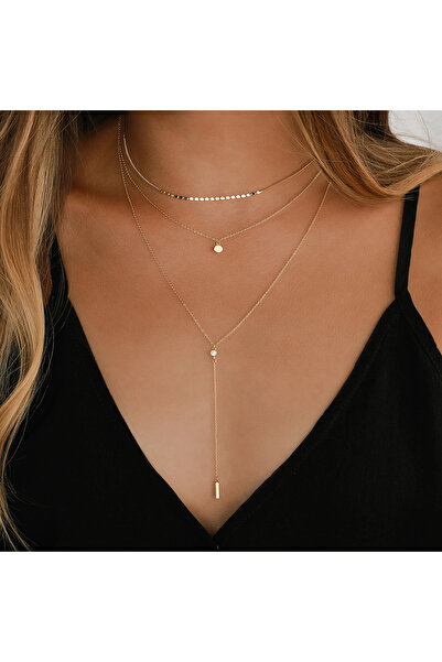 Choice مجموعة من 3 قطع من قلادة AYAGold متعددة الطبقات على شكل سلسلة عملات دي...