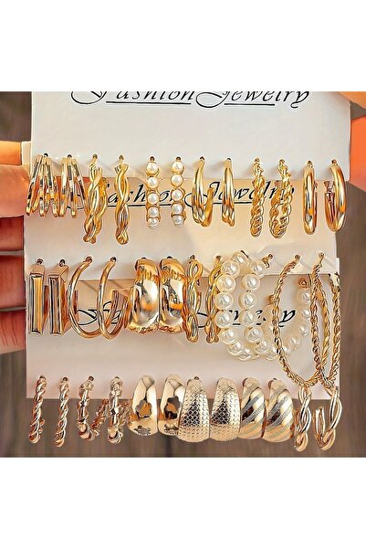 Choice أقراط دائرية هندسية أنيقة من Golden2 مكونة من 36 قطعة بنمط ملتوي متعدد...