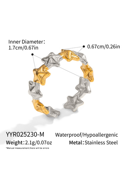 Choice YYR025230-M XIANING 18K Gold-plated Stainless Steel Two-tone Star Open...