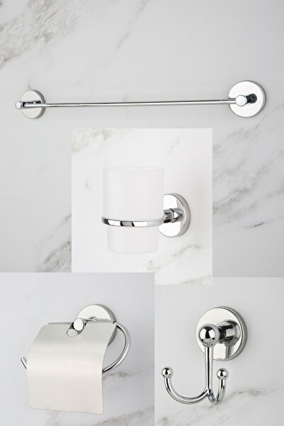 ozbience Krom Uzun Havluluk ve Tuvalet Kağıtlığı Seti, Banyo İçin Şık ve Pratik