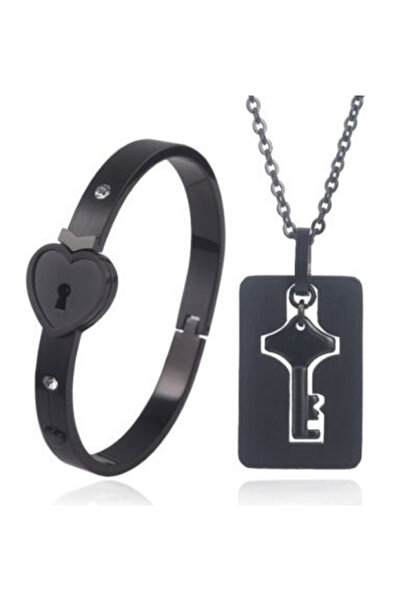 Miniso B00070-02 سوار من الفولاذ المقاوم للصدأ بتصميم أنيق للأزواج، مع قلادة ...