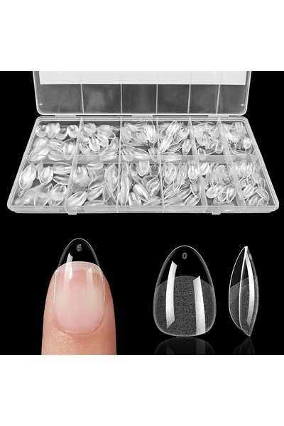 Choice أطراف أظافر صناعية من Almond-S، 600 قطعة، بلمسة نهائية شبه غير لامعة، على شكل نعش فرنسي، أشكال بيضاوية مربعة