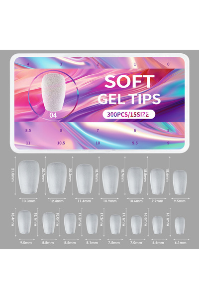 Choice 04 جديد 300 قطعة أظافر صناعية غير لامعة بدون تلميع، أظافر صناعية متوسط...