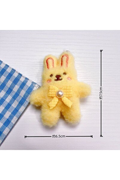 Choice سلسلة مفاتيح قطيفة على شكل أرنب ثلاثي الأبعاد بعقدة صفراء، سلسلة مفاتي...