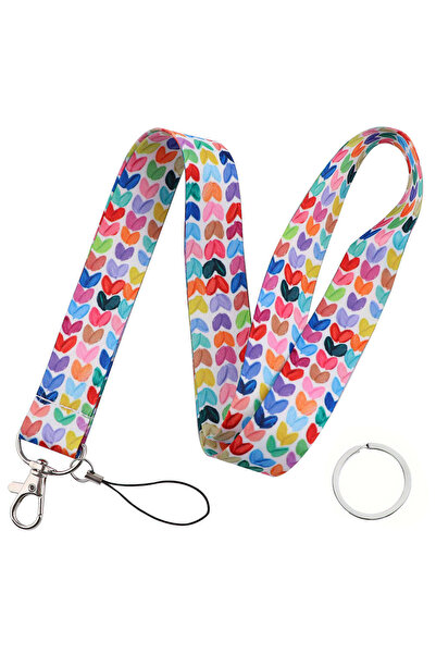 Choice حبل مفاتيح متعدد الألوان على شكل قلب لطيف للمعلمين وحامل شارة الهوية و...