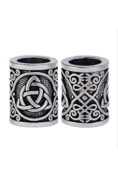 Choice قطعة واحدة من الخرز الدائري الفضي العتيق، بتصميم عقدة الفايكنج، وخرز ا...