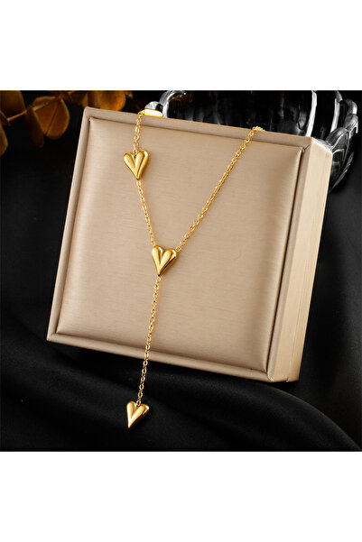Choice N2743 DIEYURO 316L Stainless Steel Heartshaped Gold Color Necklace For...