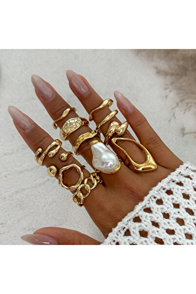 Choice مجموعة من 12 قطعة من خواتم إنجيمارك المفتوحة على شكل قطرة ماء من اللؤل...