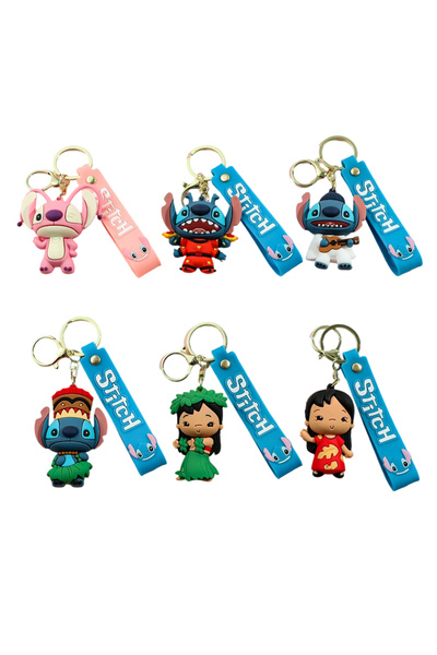 Choice سلسلة مفاتيح ستيتش هولا من 6 قطع، شخصية من البولي فينيل كلوريد من سلسل...