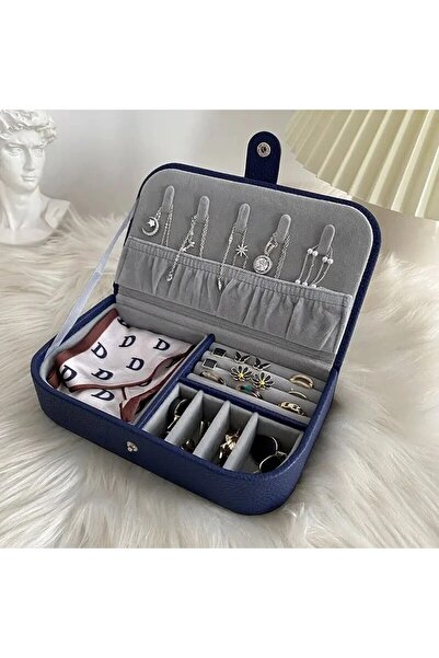 Choice صندوق مجوهرات محمول أزرق 2024 منظم مجوهرات عرض صناديق مجوهرات سفر أزرا...