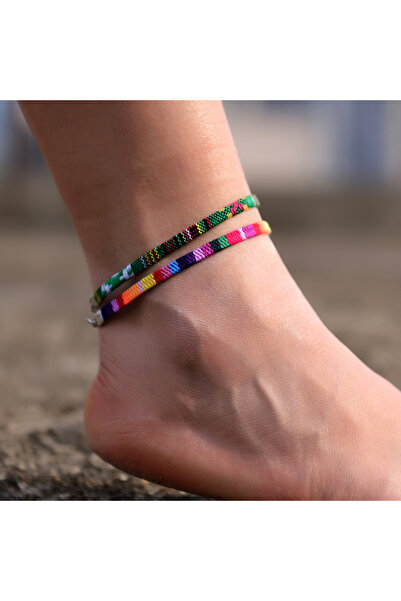 Choice 21ky0410-7 خلخال بوهيمي للرجال والنساء مصنوع يدويًا من حبل الصداقة للشاطئ حافي القدمين