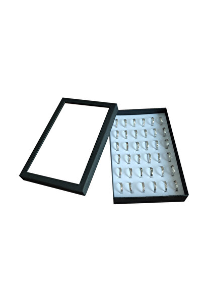 Choice صندوق عرض حلقات أبيض مكون من 36 فتحة وحامل أقراط معدني وصندوق تخزين مع...