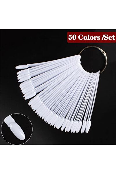 Choice 50 قطعة بيضاء من مجموعة واحدة من تذكيرات الأظافر الصناعية، عرض فني للأ...