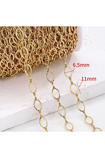 Choice سلاسل نقش بيضاوية من الفولاذ المقاوم للصدأ مقاس 6.5 مم، لون ذهبي، 2 متر/1 متر، لصنع المجوهرات بنفسك