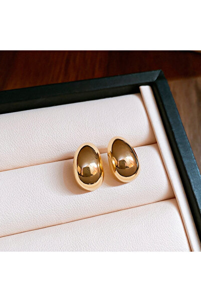Choice Golden Smooth Punk Metal Water Drop Stud Earrings Geometric Mini C-sha...