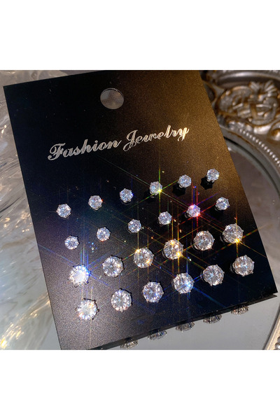 Choice AYEJ914 مجموعة أقراط من الزركون مكونة من 12 قطعة أقراط مرصعة باللؤلؤ ا...