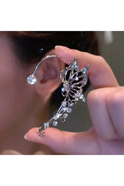 Choice silver-left Sparkling Crystal Elf Butterfly Ear Cuff Without Piercing ...