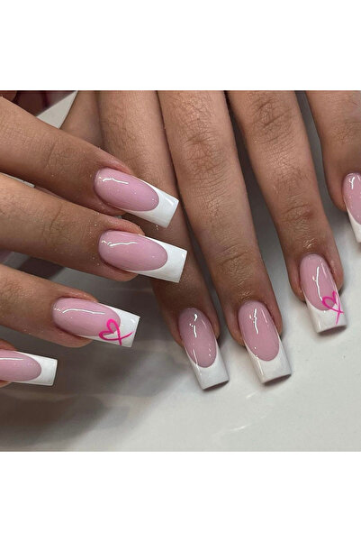 Choice مجموعة من 24 قطعة من الأظافر الاصطناعية القصيرة المربعة باللون الأبيض ...