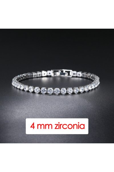 Choice سوار تنس هيب هوب 16 سم 4 مم للرجال مرصع بالزركونيا المكعبة 3/4/5 مم سل...